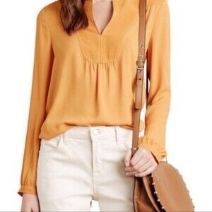 Anthropologie HD in Paris Mustard Yellow Blouse Size 8
